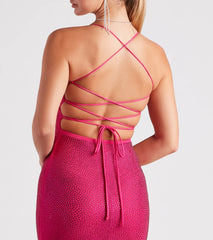 Blair Lace-Up A-Line Rhinestone Formal Dress