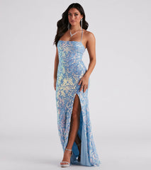 Jayleen Formal Sequin Lace-Up A-Line Dress