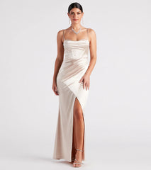 Stacie Satin Corset Wrap Formal Dress