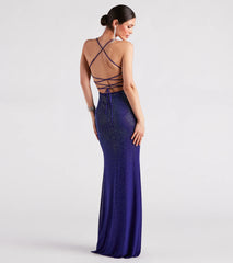Blair Lace-Up A-Line Rhinestone Formal Dress