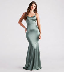 Jennifer Stretch Satin Ruched Formal Dress