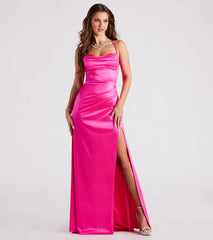 Melinda Satin Lace-Up Formal Dress