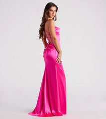 Melinda Satin Lace-Up Formal Dress