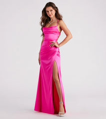 Melinda Satin Lace-Up Formal Dress