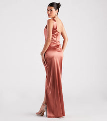 Isla Satin One-Shoulder Wrap Dress