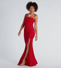 Hayden Ruched Glitter Knit Mermaid Dress
