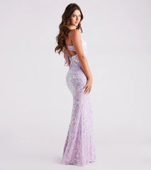 Marleigh Formal Sequin Scroll Dress