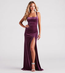 Christina Lace-Up Back Velvet Dress