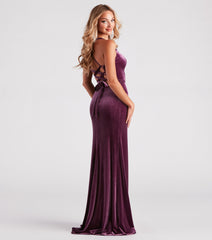 Christina Lace-Up Back Velvet Dress