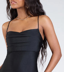 Delia Formal Cowl Neck Long Dress