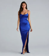 Laverne Formal Satin Lace-Up Column Dress