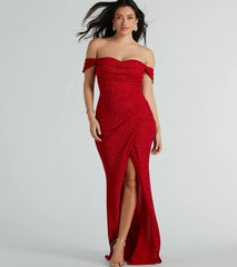 Airlie Formal Glitter Off-The-Shoulder Dress