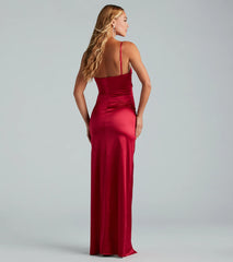 Jolina Wrap Skirt Satin Dress