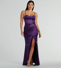 Stacie Satin Corset Wrap Formal Dress