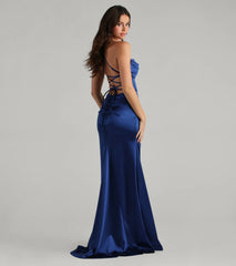 Melinda Satin Lace-Up Formal Dress