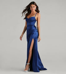 Melinda Satin Lace-Up Formal Dress