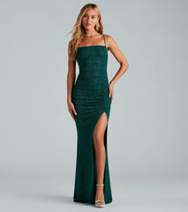 Hayden Ruched Glitter Knit Mermaid Dress