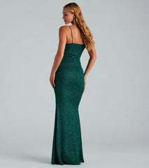 Hayden Ruched Glitter Knit Mermaid Dress