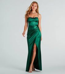 Stacie Satin Corset Wrap Formal Dress