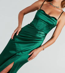 Stacie Satin Corset Wrap Formal Dress