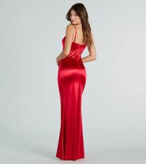 Stacie Satin Corset Wrap Formal Dress