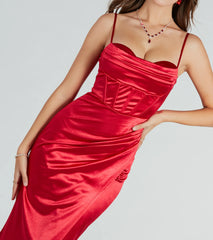 Stacie Satin Corset Wrap Formal Dress