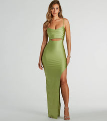 Celia Formal Cutout High Slit Column Dress