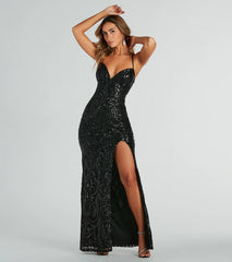 Saige Formal Sequin Lace-Up Mermaid Dress