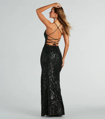 Saige Formal Sequin Lace-Up Mermaid Dress