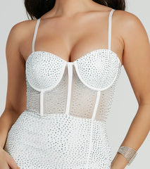Taylor Corset Rhinestone Mesh Formal Dress