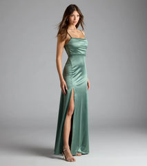 Marissa Formal Satin Cowl Neck Dress