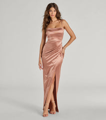 Mayra Formal Satin Slit Long Dress