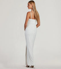 Klara Cowl Neck Faux Pearl Bead Column Dress