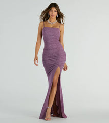 Hayden Ruched Glitter Knit Mermaid Dress