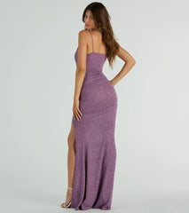 Hayden Ruched Glitter Knit Mermaid Dress