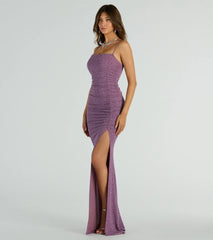 Hayden Ruched Glitter Knit Mermaid Dress