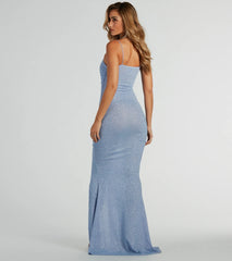 Hayden Ruched Glitter Knit Mermaid Dress