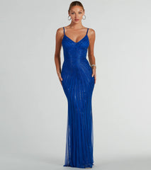 Cameron V-Neck Rhinestone Slim Formal Dress