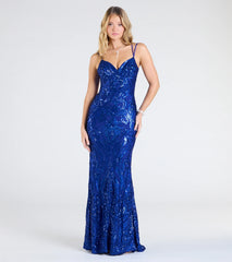 Jessa Lace-Up Mermaid Sequin Formal Dress