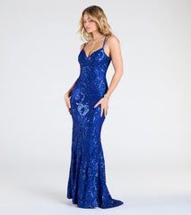 Jessa Lace-Up Mermaid Sequin Formal Dress