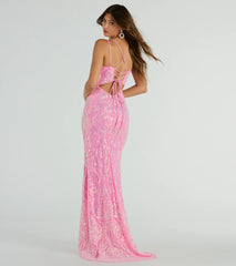 Jessa Lace-Up Mermaid Sequin Formal Dress