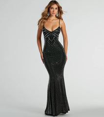 Leni V-Neck Mermaid Rhinestone Formal Dress