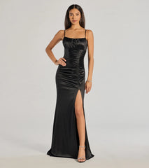 Brooklyn Satin Ruched Formal Dress