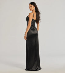Brooklyn Satin Ruched Formal Dress