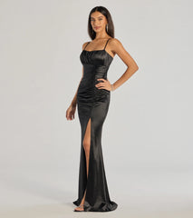 Brooklyn Satin Ruched Formal Dress