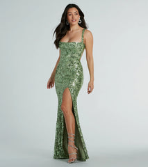 Moira Lace-Up Sequin Formal Dress