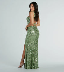 Moira Lace-Up Sequin Formal Dress