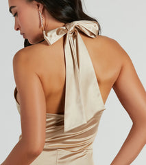 Kourtney Halter Mermaid Satin Formal Dress