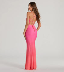 Emmalyn Ombre Mesh Lace-Up Mermaid Dress