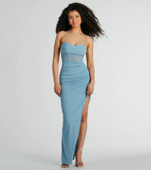 Rose Formal Mesh Corset Column Dress